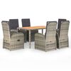 vidaXL 7-delige Tuinset met kussens poly rattan grijs