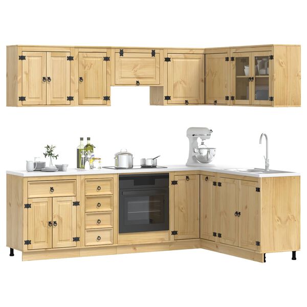 vidaXL Kast met lade met plank 10 pcs Honing Massief grenenhout