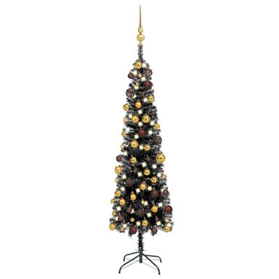 Uitlijnen Voorlopige naam overschot vidaXL Kerstboom met LED's en kerstballen smal 210 cm zwart online kopen |  vidaXL.be