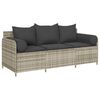 vidaXL Tuinbank 3-zits met kussens poly rattan lichtgrijs