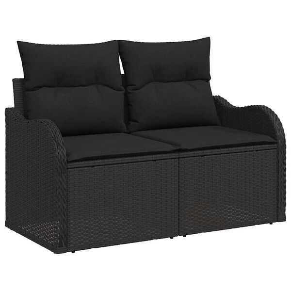 vidaXL Tuin Sofa Set 9 pcs Zwart poly rattan