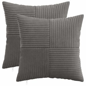 vidaXL Kussensloop 2 pcs ALMELO Donkergrijs 30 x 30 cm corduroy