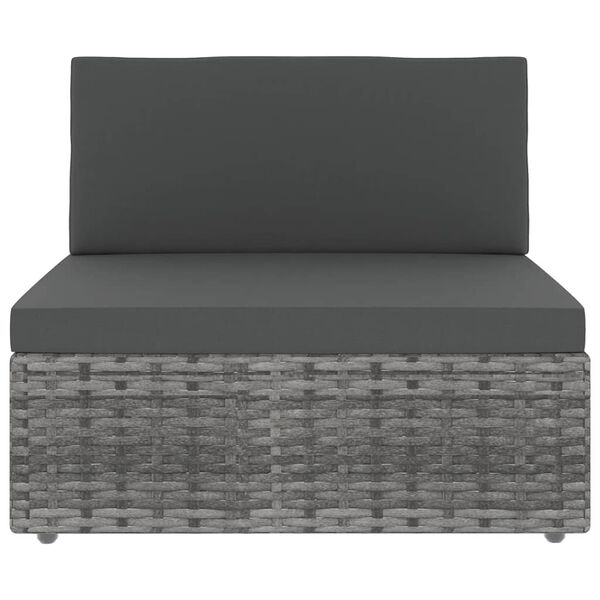 vidaXL 5-delige Loungeset met kussens poly rattan grijs