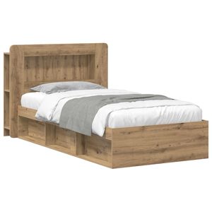 vidaXL Bedframe met opslag Artisanaal eiken 100 x 200 cm Bewerkt hout