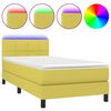vidaXL Boxspring met matras en LED stof groen 100x200 cm