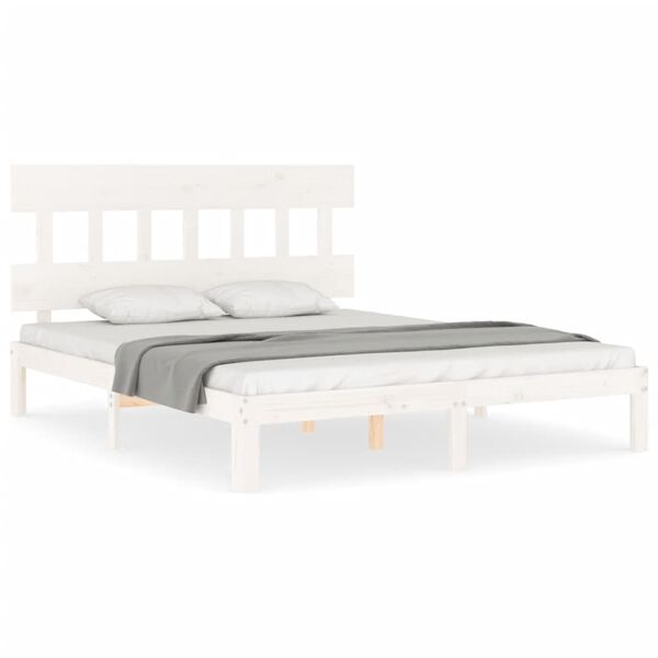 vidaXL Bedframe zonder matras massief grenenhout wit 160x200 cm