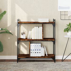 vidaXL Boekenkast 3-laags 76x32x88 cm bewerkt hout gerookt eikenkleur
