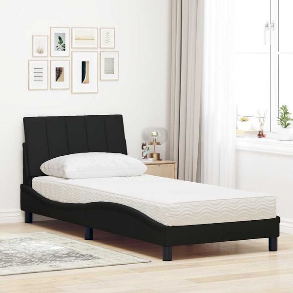 vidaXL Bed met matras "Hanko" stof zwart 80x200 cm