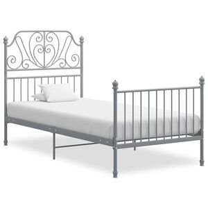 vidaXL Bedframe metaal grijs 90x200 cm