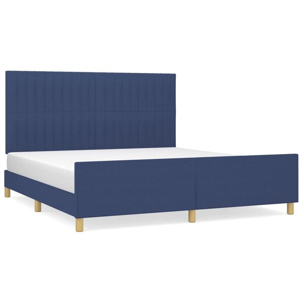 vidaXL Bedframe zonder matras stof blauw 180x200 cm