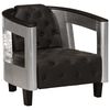 vidaXL Fauteuil luchtvaartstijl echt leer zwart