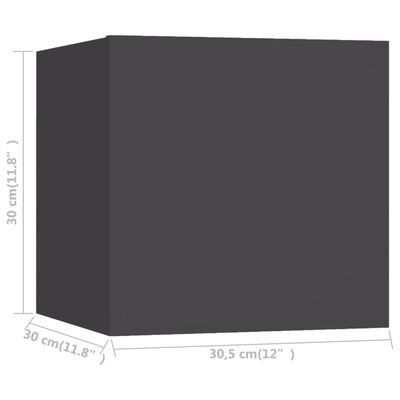 vidaXL Tv-wandmeubelen 2 st 30,5x30x30 cm grijs
