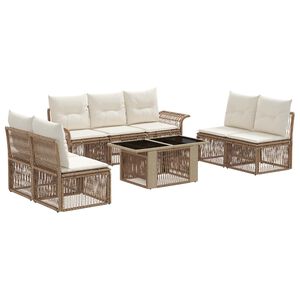 vidaXL Tuinbankenset 8 st Beige en Cr&egrave;me Wit poly rattan