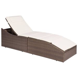vidaXL Ligbed met kussen poly rattan bruin