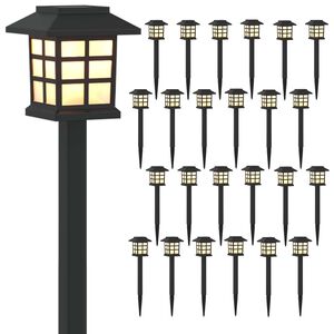 vidaXL Buitenzonne-lampen met grondpin 24 st Warmwit 38,5 cm PP