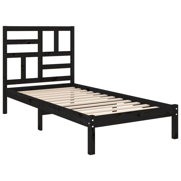 vidaXL Bedframe massief hout zwart 100x200 cm