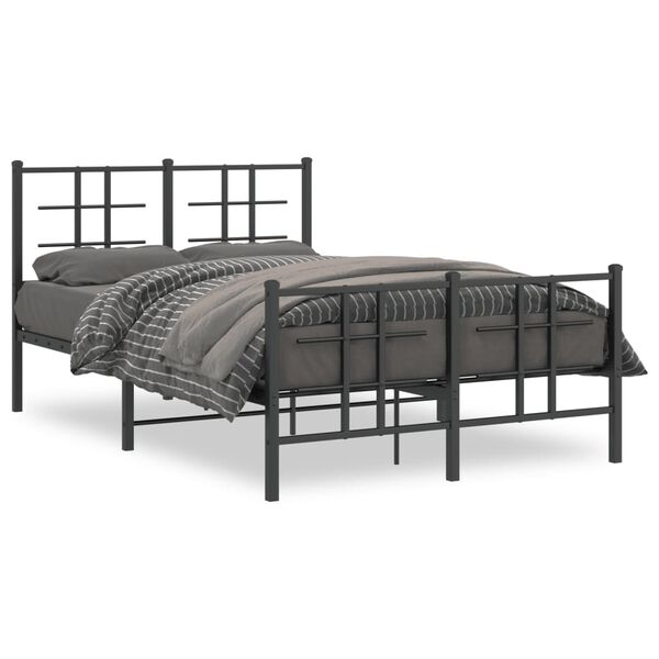 vidaXL Bedframe met hoofd- en voeteneinde metaal zwart 120x190 cm