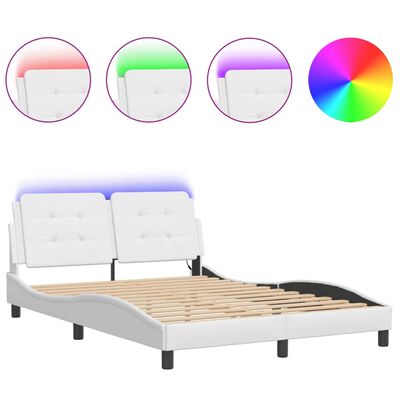 vidaXL Bedframe met LED-verlichting kunstleer wit 120x200 cm