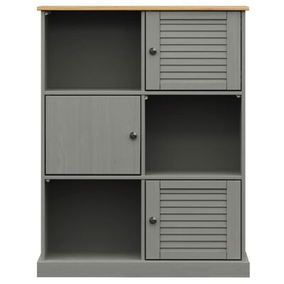 vidaXL Boekenkast VIGO 90x35x114,5 cm massief grenenhout grijs