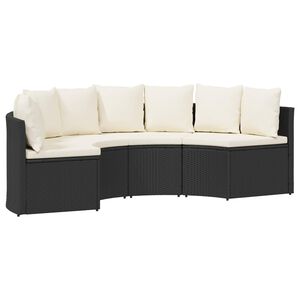 vidaXL Bankstel 2 st Zwart Massief Acacia Hout en Poly Rattan