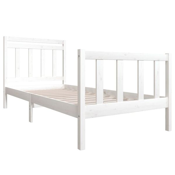 vidaXL Bedframe massief hout wit 90x190 cm