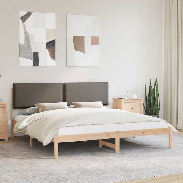 vidaXL Bedframe met Gevoerd Hoofdgedeelte Taupe 180 x 200 cm