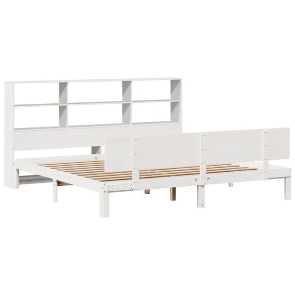 vidaXL Bed met boekenkast zonder matras grenenhout wit 180x200 cm