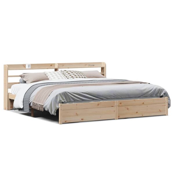 vidaXL Bedframe met hoofdbord massief grenenhout 200x200 cm