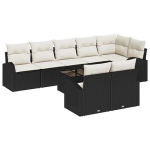 vidaXL Tuinbankenset met kussen 9 pcs Zwart en Wit poly rattan