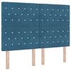 vidaXL LED Box Spring Bed met matras Donkerblauw 140 x 200 cm Fluweel