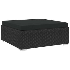 vidaXL Voetensteun 1 st met kussen poly rattan zwart