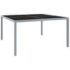 vidaXL Tuintafel 130x130x72 cm staal en glas grijs
