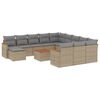 vidaXL 13-delige Loungeset met kussens poly rattan gemengd beige
