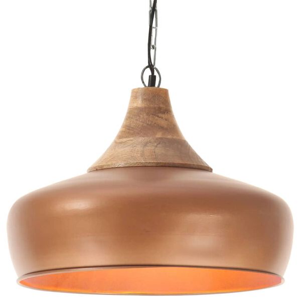 vidaXL Hanglamp industrieel E27 35 cm ijzer en massief hout koperkleur