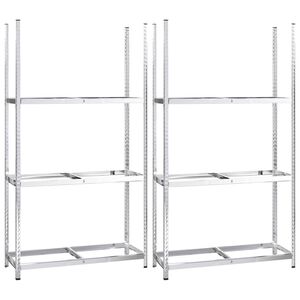 vidaXL Bandenrekken 3-laags 2 st 110x40x200 cm staal zilverkleurig
