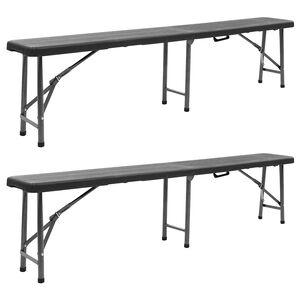 vidaXL Tuinbanken inklapbaar 2 st 180 cm HDPE zwart