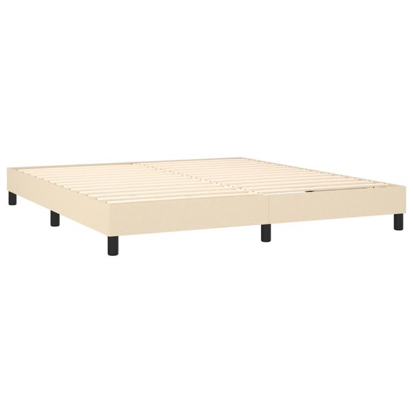 vidaXL Boxspring met matras stof cr&egrave;mekleurig 180x200 cm