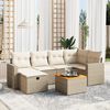 vidaXL 7-delige Loungeset met kussens poly rattan beige