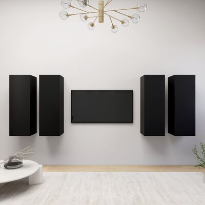 vidaXL Tv-meubelen 4 st 30,5x30x90 cm bewerkt hout zwart