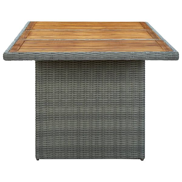 vidaXL Tuintafel poly rattan en massief acaciahout lichtgrijs