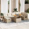 vidaXL 5-delige Loungeset met kussens poly rattan en acaciahout beige