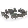 vidaXL 16-delige Loungeset met kussens poly rattan grijs