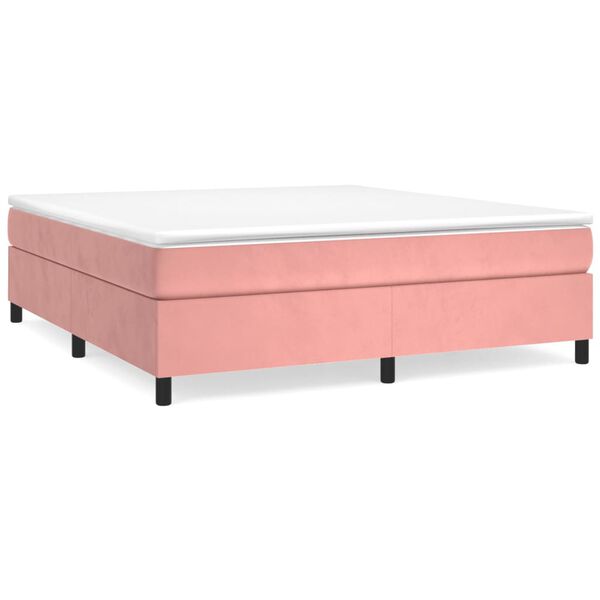 vidaXL Boxspring met matras fluweel roze 200x200 cm
