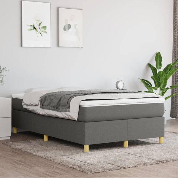 vidaXL Boxspring bed 120x200 cm stof donkergrijs