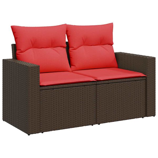 vidaXL 11-delige Loungeset met kussens poly rattan bruin