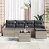 vidaXL Tuin Sofa Set met kussen met opslag 6 pcs Grijs Poly riet