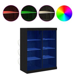 vidaXL LED Sideboard Zwart eiken 81 x 37 x 100 cm Bewerkt hout