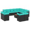 vidaXL 13-delige Loungeset met kussens poly rattan zwart