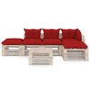 vidaXL 6-delige Loungeset met kussens pallet grenenhout