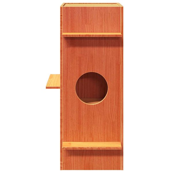 vidaXL Kattenhuis 43x43x90 cm massief grenenhout wasbruin